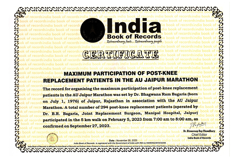 India book of record in joint replacement
